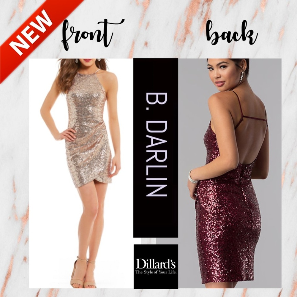 NEW Dillard's Sequin Wine Red Backless Mini Dress!
